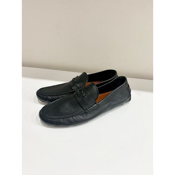 Gucci Interlocking G Logo Slip On Leather Driver Loafer Matte Black Mens Size 10 - Picture 2 of 7